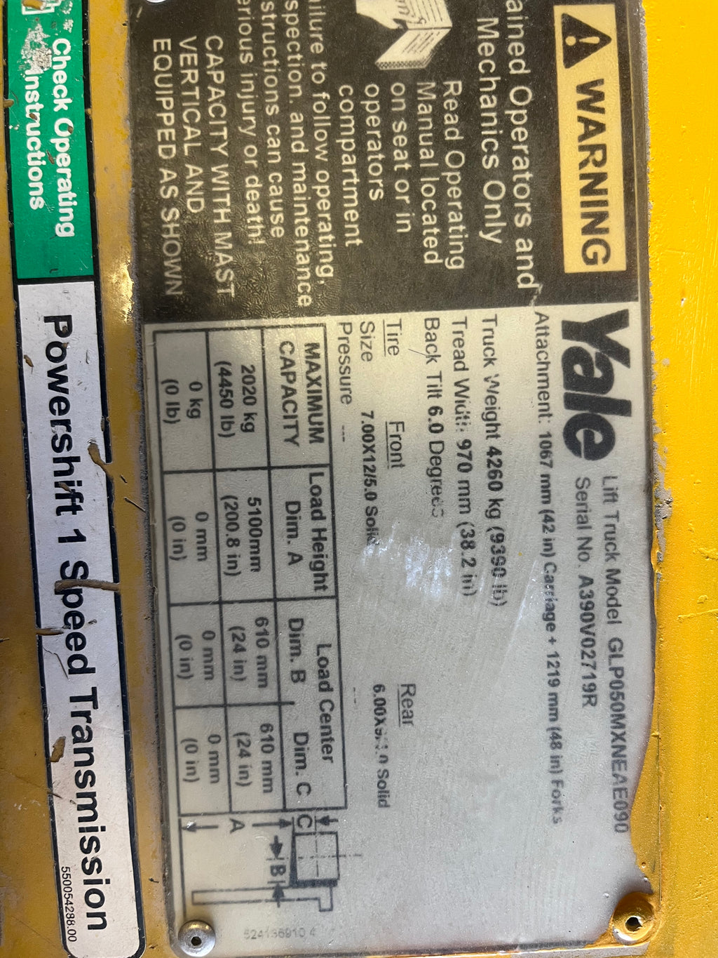 5000Lbs Yale forklift(#C095)