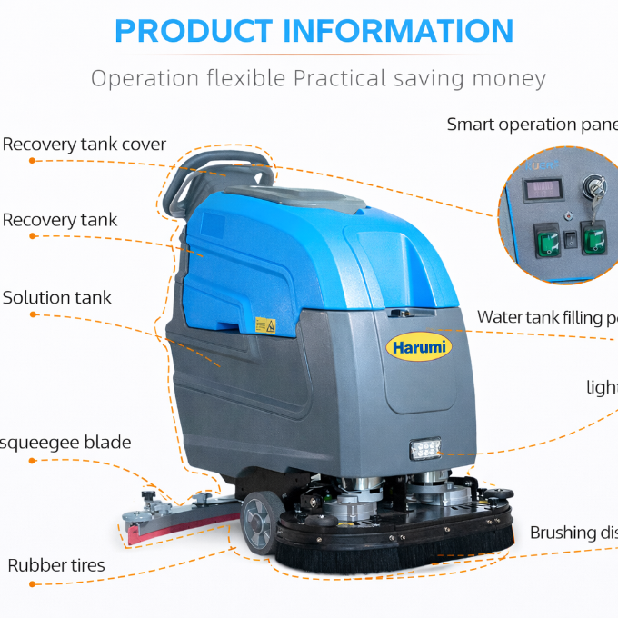 H75 Floor Scrubber, Machine Battery Powered, Automatically Push